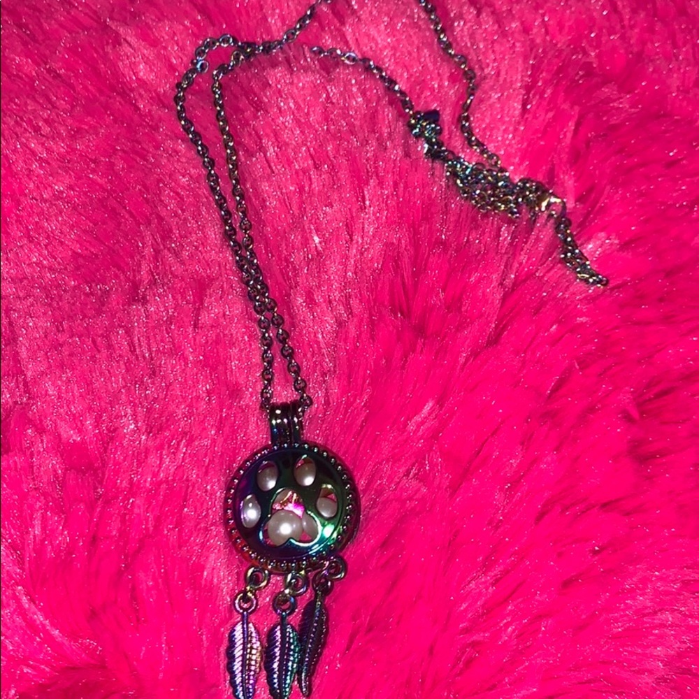 Rainbow paw print dream catcher cage and chain